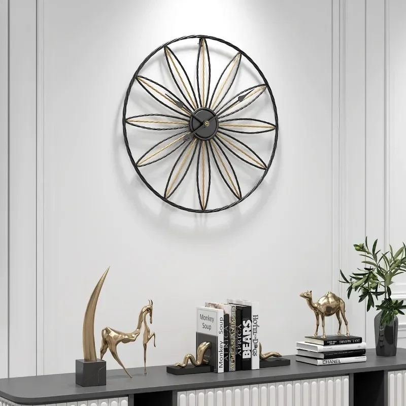 Elegant Silent Wall Clocks Round Modern Art Aesthetic Clock Luxury Automatic Unique Watch Bedroom Clocks Wall Decoration