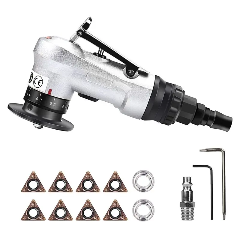 DT35BG Mini Pneumatic Chamfering Tool with Replace Blades Inserts and Bearings, 45 Degree Air Chamfer Deburring Tool