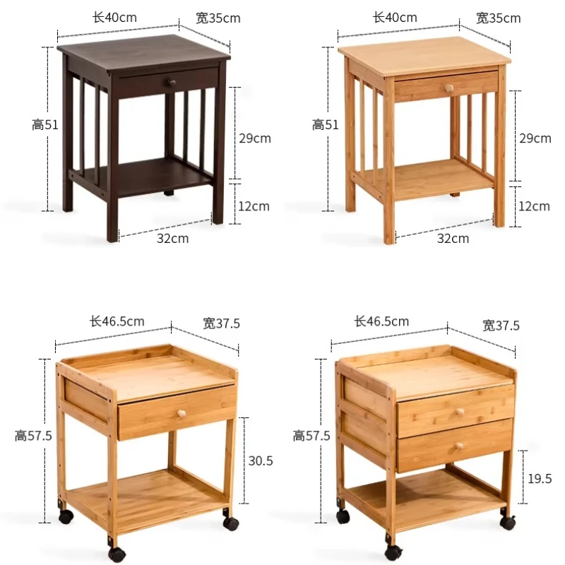 Bamboo Modern Nightstand Minimalist Side Cabinet for Small Spaces Multi-Functional Bedroom Organizer & Living Room End Tables