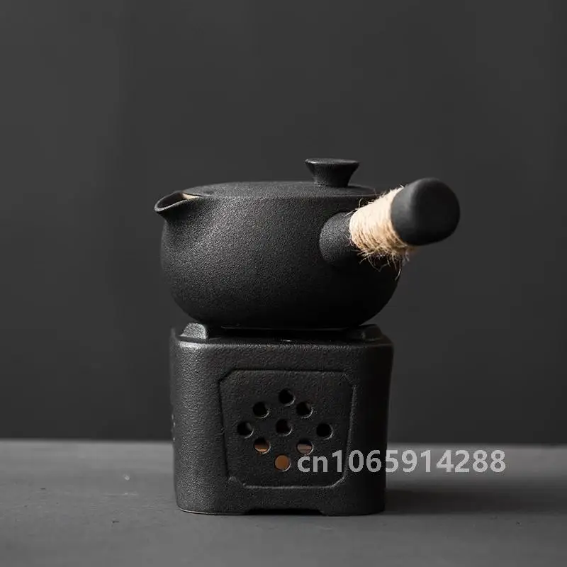 Japanese Style Rough Pottery Side Handle Teapot Large Capacity Portable Tea Pot with Handle Handmade Teaware Kung Fu Tea Sets