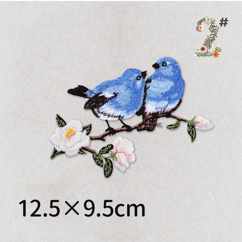 1 Piece Flower-branch Bird Embroidered Patch, Adhesive Backing, Animal Sticker, Iron-on, Clothing, DIY Design Accessories