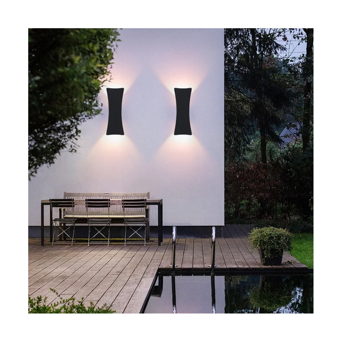 Outdoor Waterproof Wall Lamp Simple Terrace Garden Light Bedroom Bedside Lamp Aisle Balcony Light (Black) White Light image 3