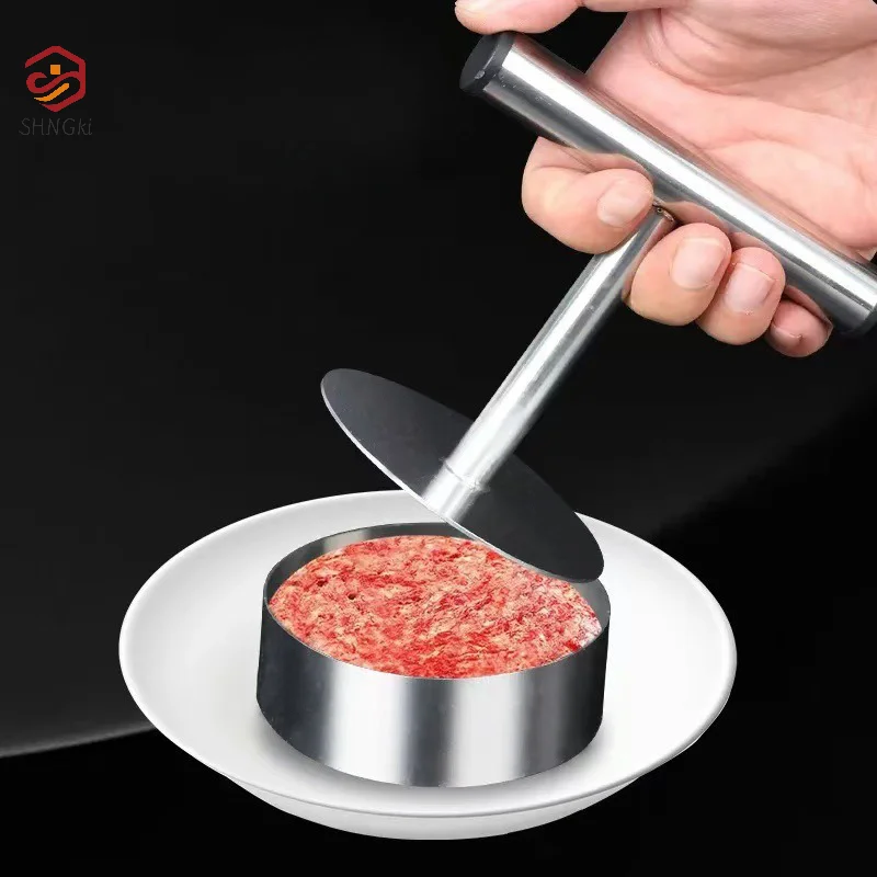 Hamburger Patty Press 304 Stainless Steel Non-stick Round Manual Hamburger Patty Making Mold Home Kitchen Beef Grilling Tools