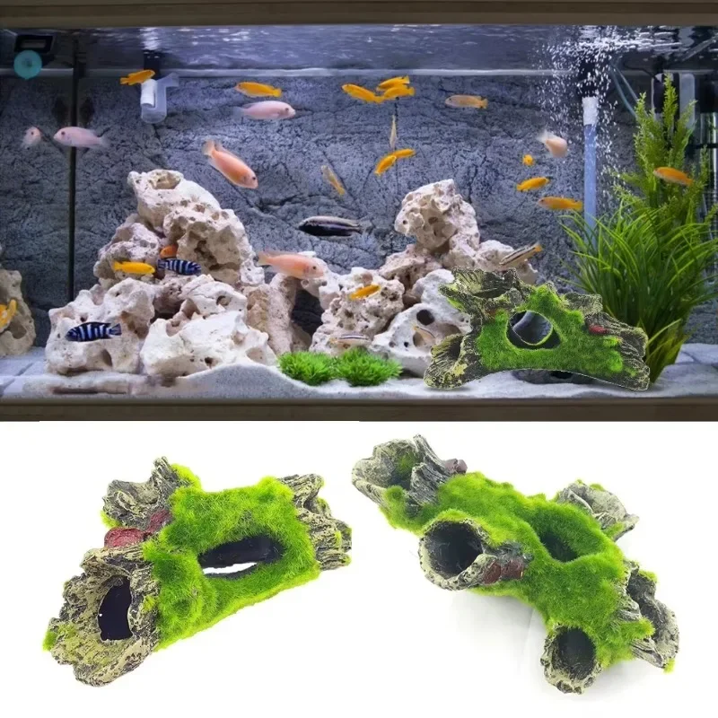 Aquarium Tree Trunk Decoration, Resin for Fish Tank Decoration, Natural Appearance, for Hiding Shrimp and Fish Landscape Rock