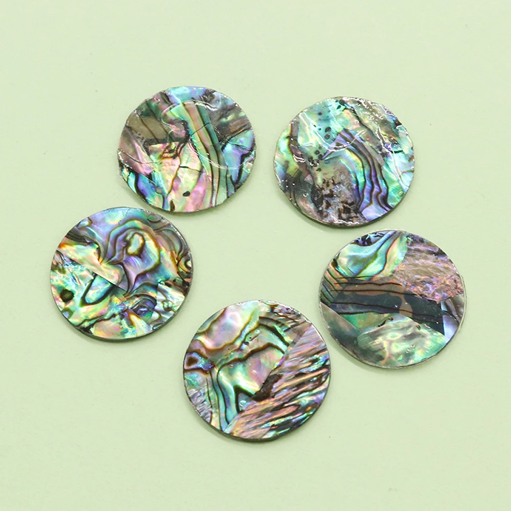 Natural Abalone Shell Cabochon Bead Flat Round Shell Flakes Loose Beads for DIY Making Ring Earring Necklace Jewelry Accessories