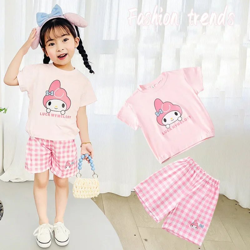 

Two-Piece Set New Girls' Clothes Boy Children's Suit Leisure Sports Kawaii Cute Kuromi Hello Kitty My Melody festival Gift