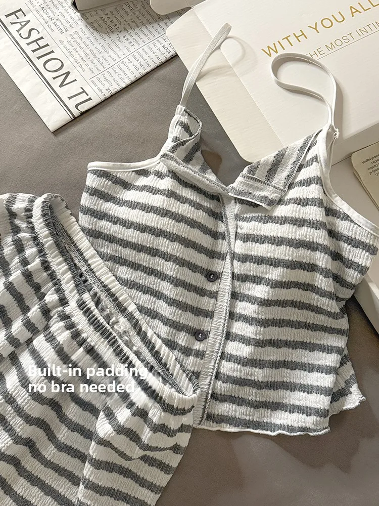 

Pure Cotton Modal Spwear Women's Summer One-Piece Svel Strap Vest orts Home Clothes Set Cute Cartoon Print V-Ne