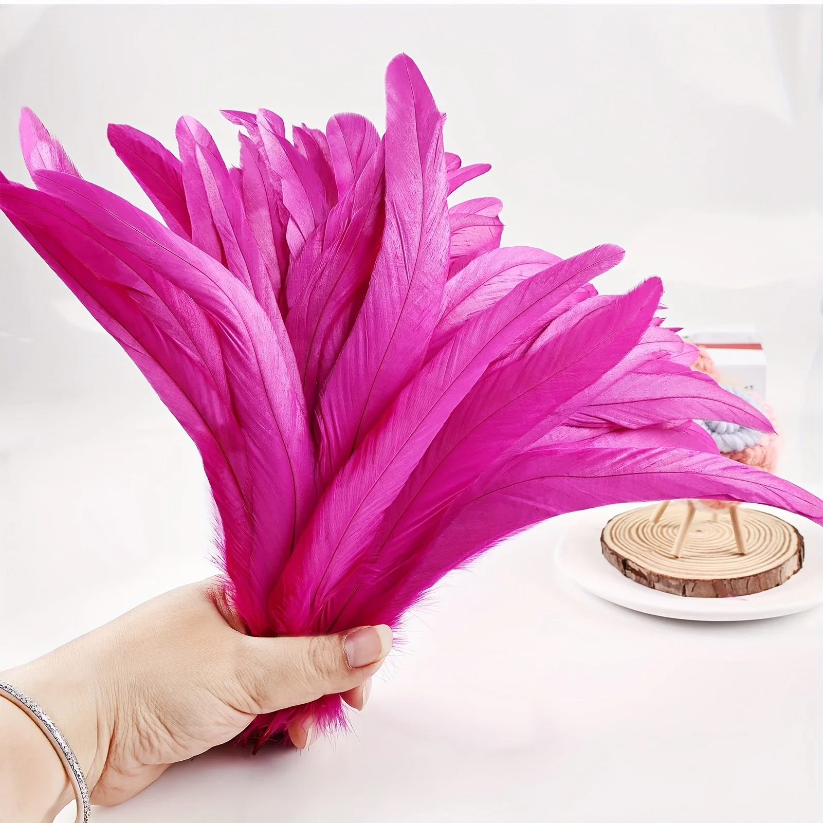

50PCS Rose Red Rooster Tail Feather Feathers 25-45CM Natural Feathers for DIY Crafts Decoration Party Accessories Cheap Feathers