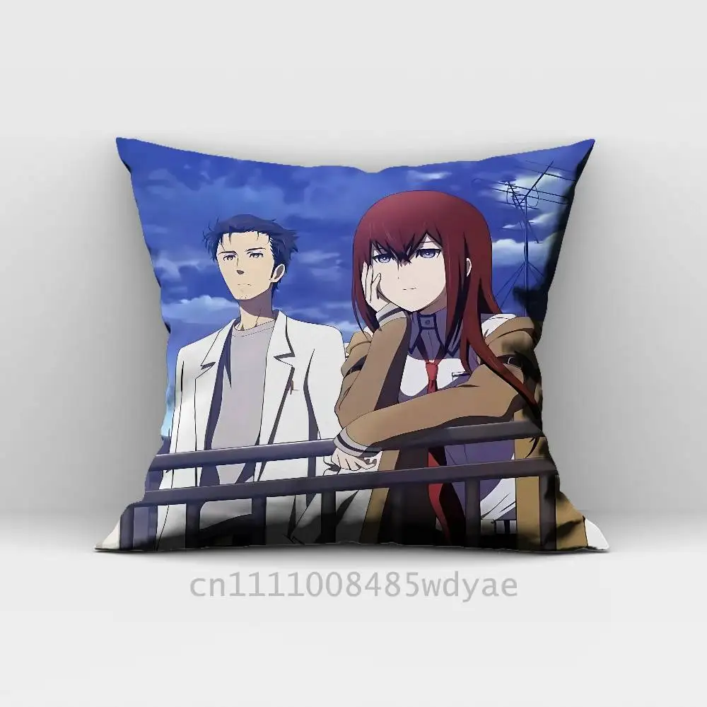 S-Steins GateS M-Makise KurisuS Pillow Case Living Room Sofa Cushion Cover Suitable For Home Bedroom Room Decoration Souvenir