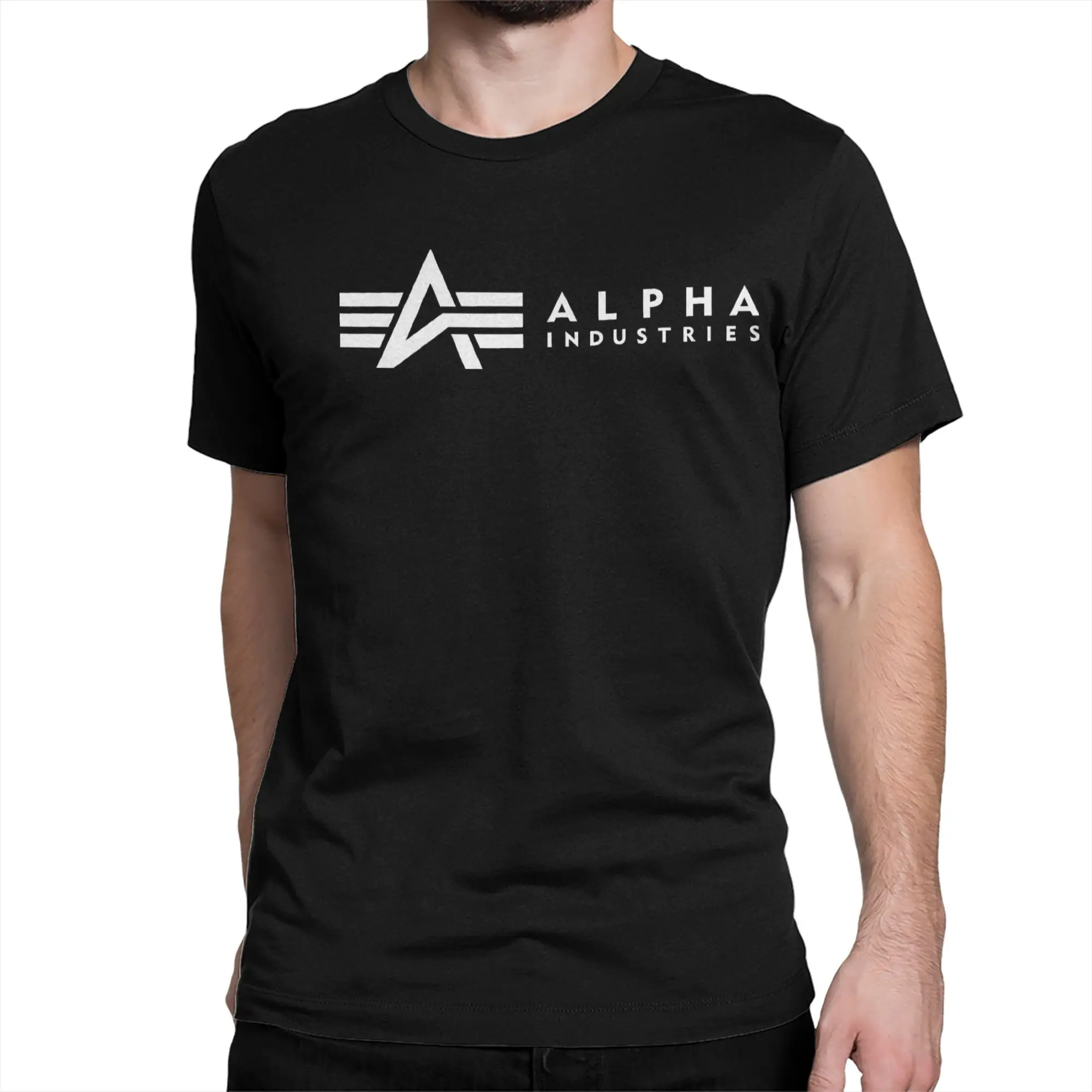 Kaus Pria Wanita Kaus Katun Murni Lucu Pola Periferal Alpha Industries Kaus Merek Lengan Pendek Hadiah Pakaian Leher Kru