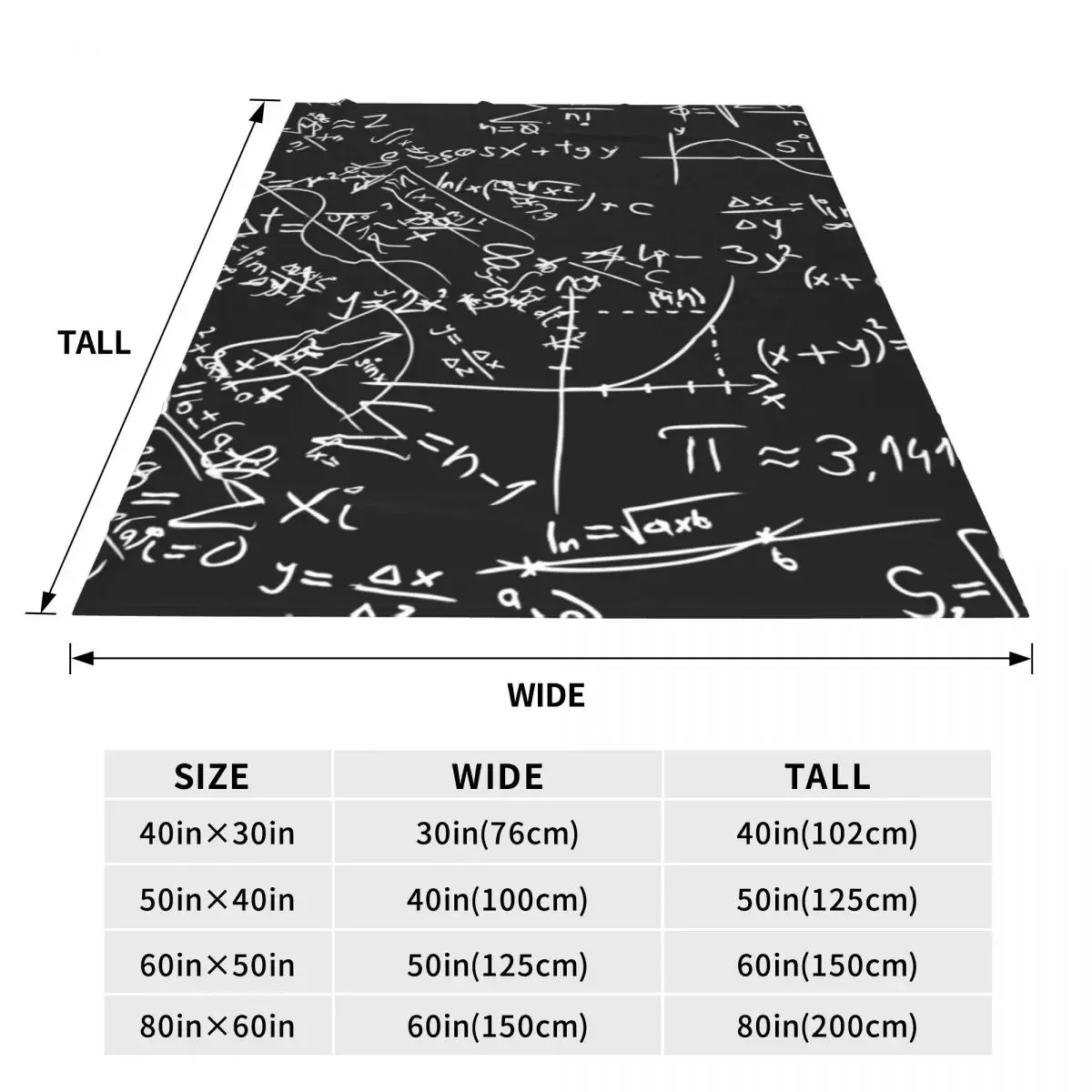 Wiskundethema Super warme deken Wetenschap Camping Beddengoed Gooit Herfst Grafisch Aangepaste Flanellen Sprei Slaapbankhoes