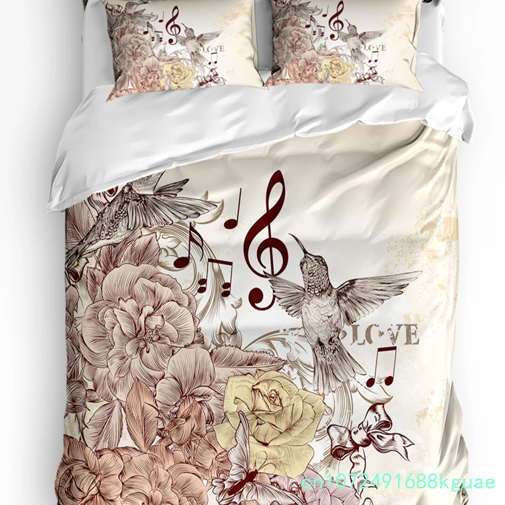 Watercolour Rose Peony Bird Printed Comfort Duvet Cover Pillow Case Home Textile Quilt Cover Boy Kid Teen Girl 3pcs Bedding Set