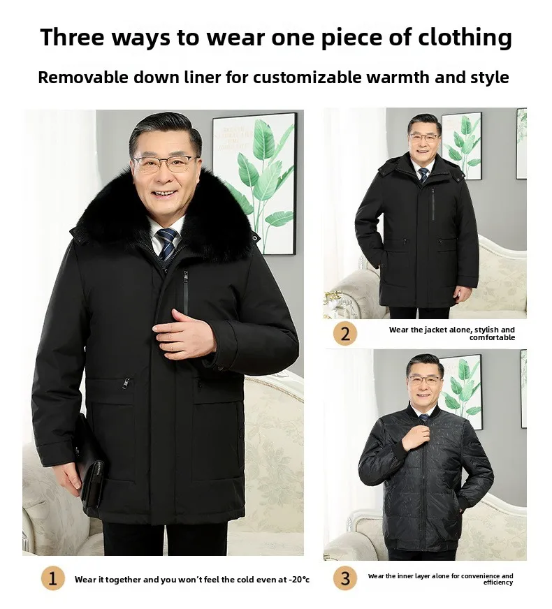 Windbreaker Men's Down Coats And Parkas Winter Jacket Man White Goose Down Jacket Puffer Jackets Padding Detachable Inner HXY196