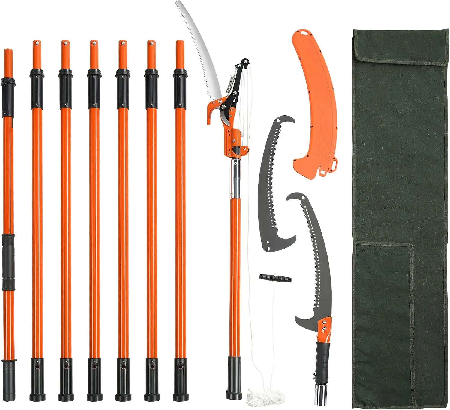 Manual Pole Saw, 7.3-27 ft Extendable Tree Pruner, Sharp Steel Blade and Scissors High Branche & FELCO F-2 068780 Classic Manual