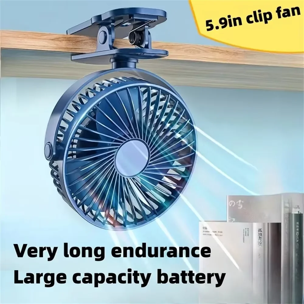 USB Rechargeable Table Fan Clip-on Type Portable Mini Desk Fan 720 Degree Rotation Adjustable Clip-on Fan For Student Dormitory