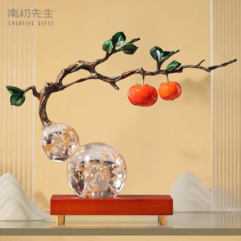 Copper Gourd Figurine Elegant Ornament for Living Room Entrance Study Ideal for Grand Opening Gift Housewarming Celebration