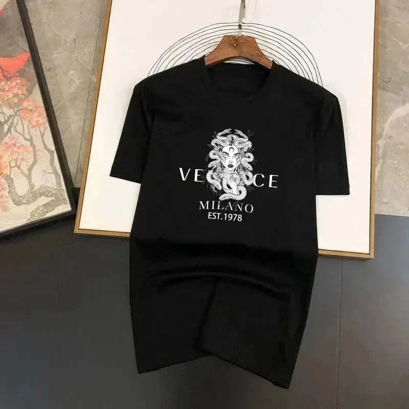 Limited 2026 Tees Men Luxury Pattern Printed Cotton T-shirt Men's Casual Top Short Sleeve Classic Male Women Unisex Tee