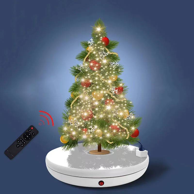 45cm Intelligent Electric Turntable Noiseless Exhibition Turntable w/ Socket Rotary Table for Christmas Tree Household Appliance