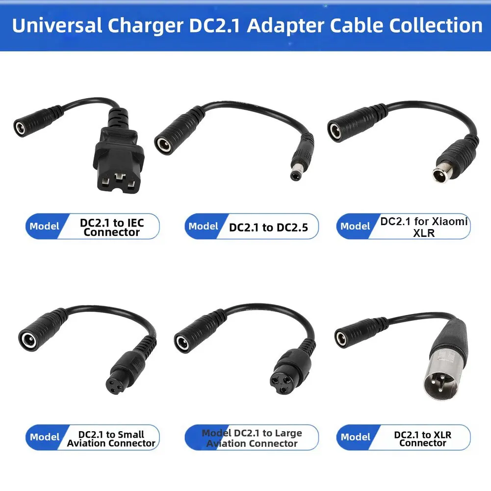 Battery Charger Connector Cable Charging Port Adapter Cable DC2.1 To DC2.5 Card Faucet Scooter Charging Socket Accessories