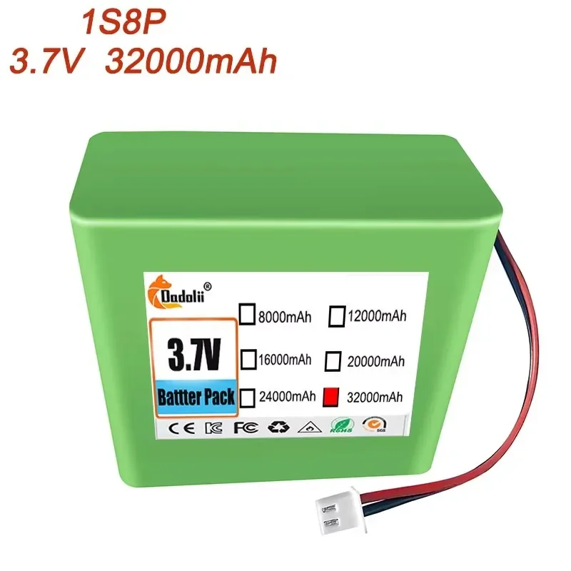 3.7V 8Ah 32Ah 1S8P 18650 Rechargeable Li-ion Battery Pack Customizable Available For Radio Headlight Singing Machine etc.
