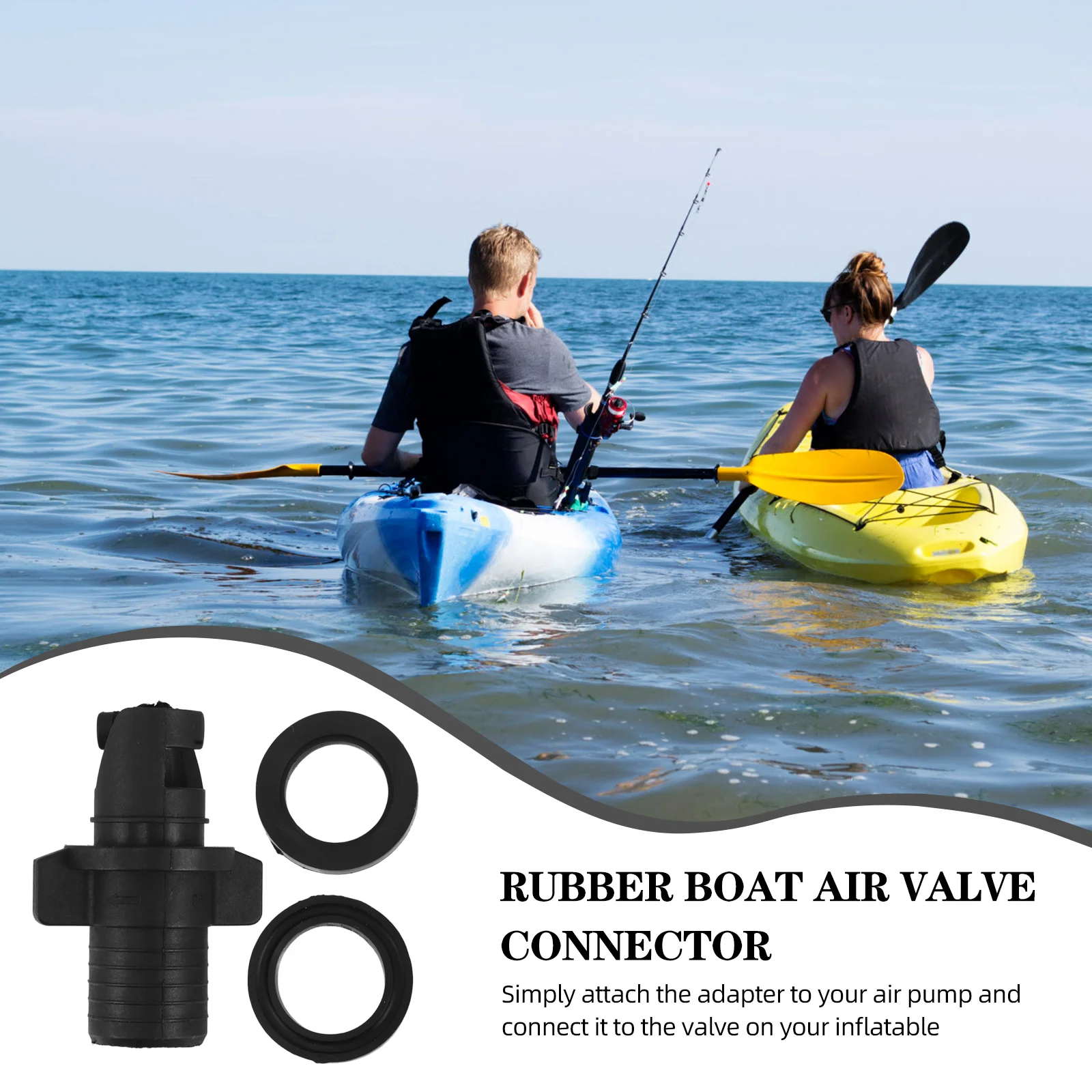 Air Valve Connector Inflatable Boat Pump Adapter Gas Hose Joint Kayak Foot Plastic Marine Inflator Surfboard Black