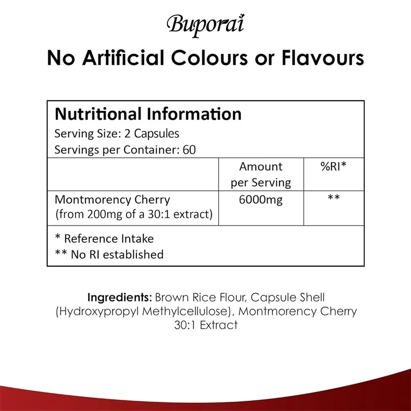 Montmorency Cherry 6000mg - Improves Sleep Quality, and Provides Immune Support, Helps Maintain Joint Health & Uric Acid Balance