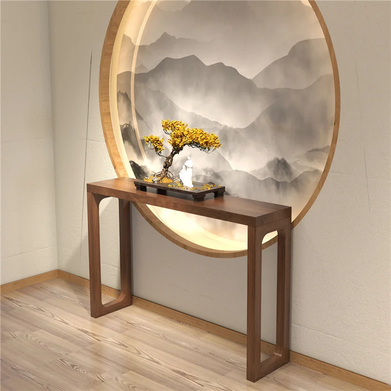 

New Chinese style, entrance table, entry, against the wall, solid wood, table