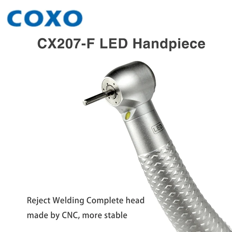 Alta qualità! COXO CX207-F Manipolo dentale ad alta velocità a LED 4 fori con spruzzo a 3 vie 3 Manipolo per dentista ad aria