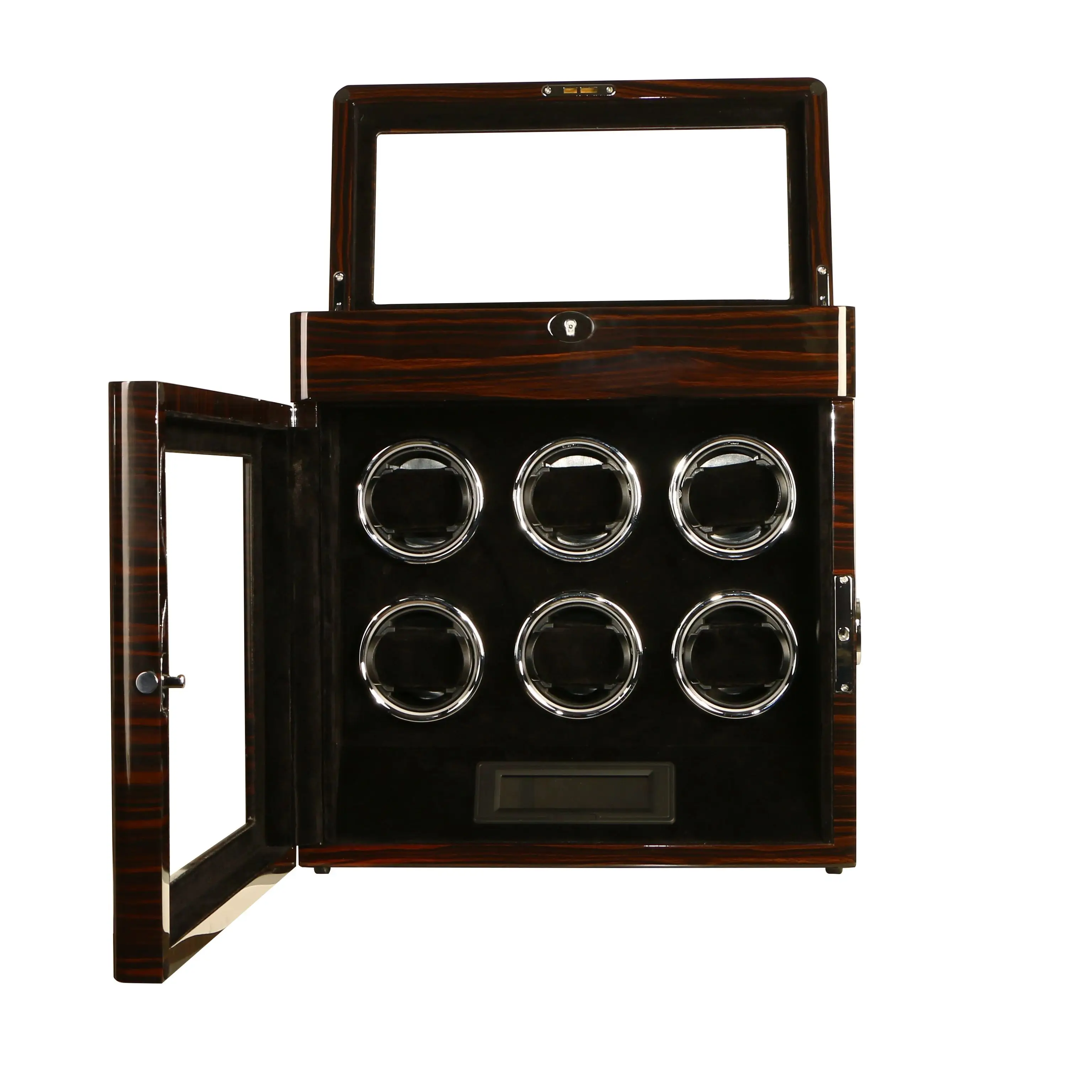 6 Watch Winder for Automatic Watches with Watch Display Collector Storage jewelry Case Safe Box -Black