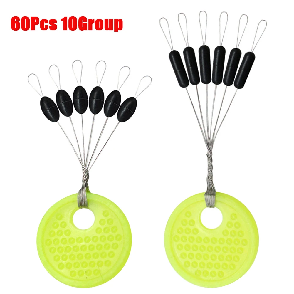 60pcs 10Group Rubber Silicon Space Bean Profession Fishing Float Resistance Anti-Strand fishing Line gear Connector Stopper