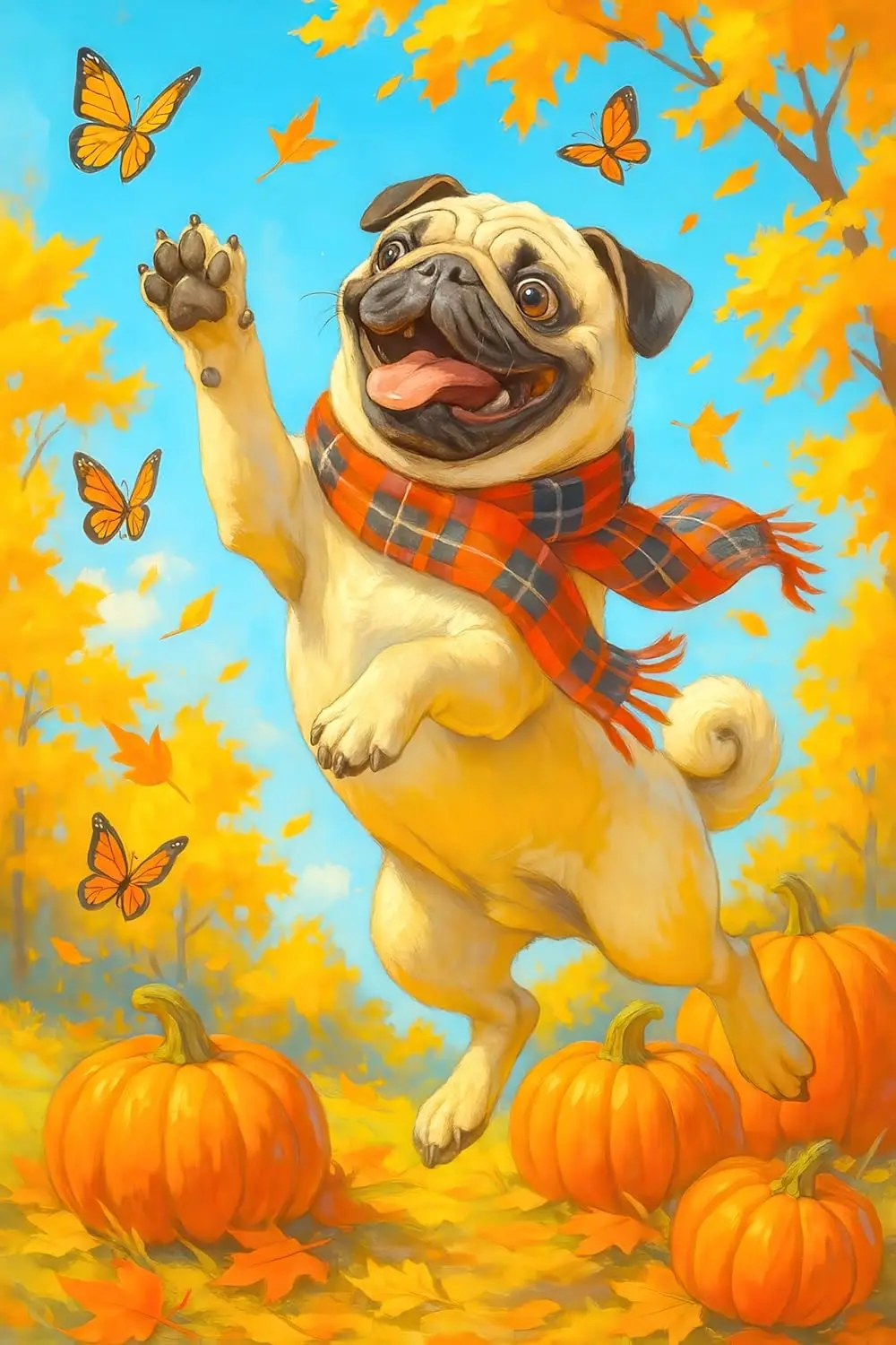 Garden Flags 12x18 Inch Halloween Garden Flag Double-Sided Pug Dog Pumpkin Fall Outdoor Decorations Trick or Treat Yard Sign SSL