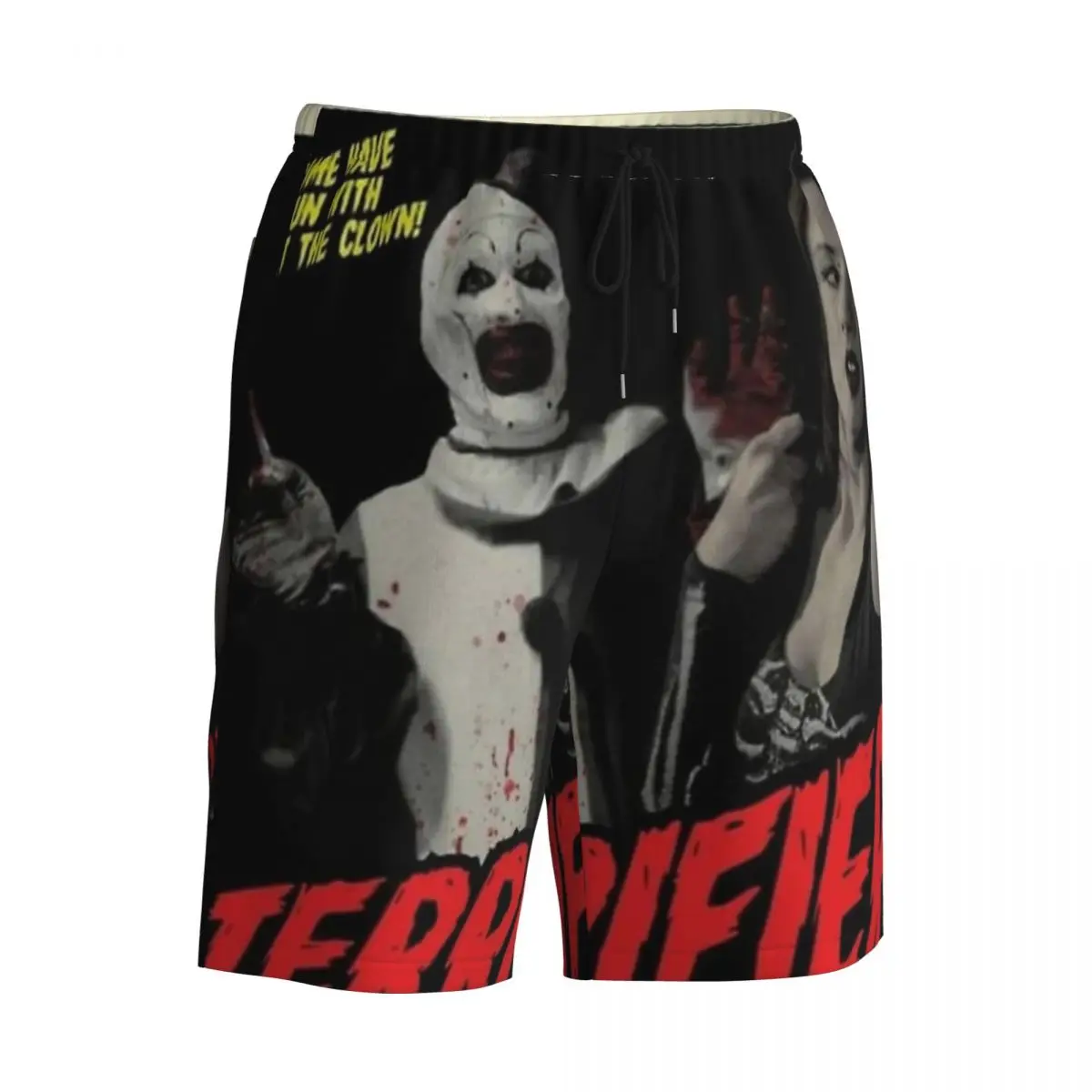 Gymshorts voor heren Terriifier Art The Clown Horror Poster Casual zwembroek Film Sneldrogend Sport Surf Grote maten strandshorts