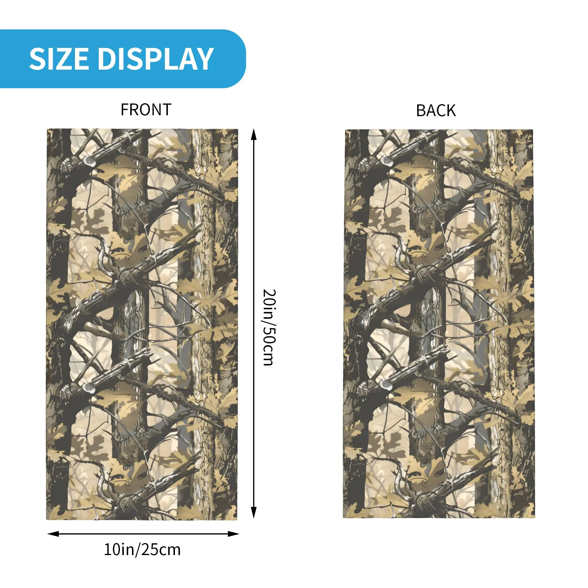 Custom Tree Camo with Dry Plants Bandana Neck Gaiter UV Protection Face Scarf Cover Women Men  Headband Tube Balaclava