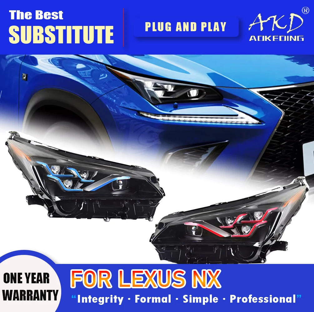 

AKD Head Lamp for Lexus NX LED Headlight 2015-2020 Headlights NX300 NX300H DRL Turn Signal High Beam Angel Eye Projector Lens