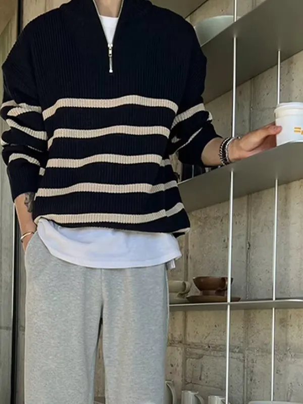 

Мужской свитер свободного покроя с воротником-стойкой на молнии Spor, теплая осенне-зимняя повседневная одежда из полиэфирного волокна