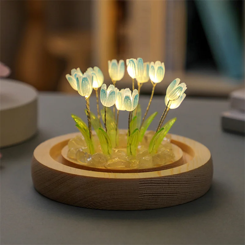 Tulip Night Lights Diy Material Package Creative Lamp Home Decoration Valentine\'s Day Holiday Gift For Family Surprise