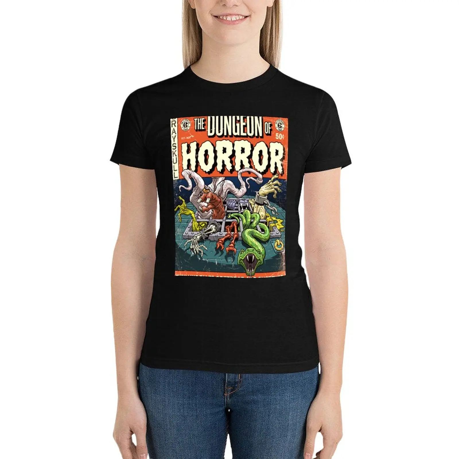 THE DUNGEON OF HORROR T-Shirt summer clothes cute tops plus size tops t shirt Women