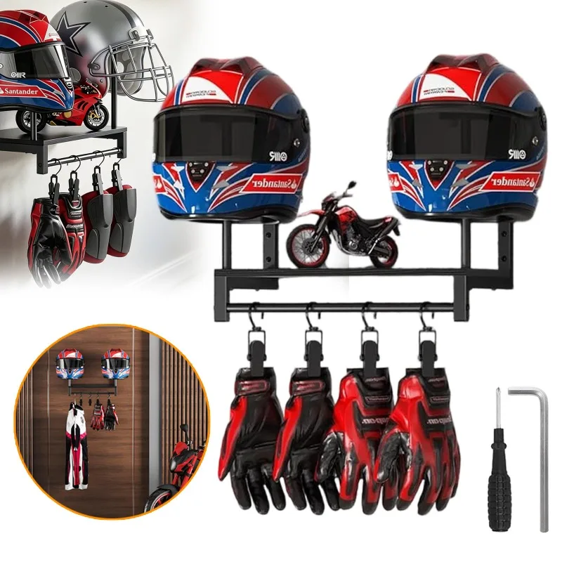 Support mural pour casque de moto, support de rangement multifonctionnel pour casque, plaque de suspension, organisateur peu encombrant pour casques de moto, casques de football, accessoires d'équipement, support mural stable et facile à installer pour garage