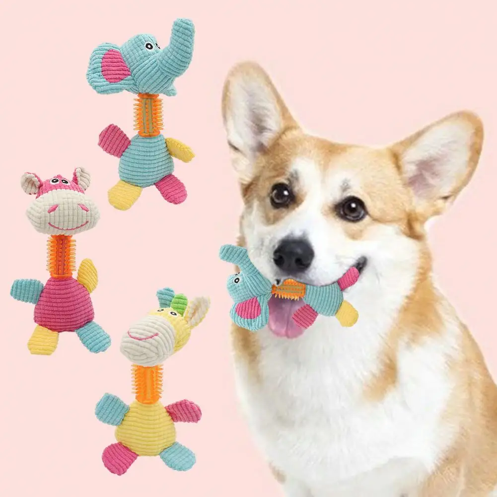 Dog Chew Toy Cartoon Giraffe Elephant Cow Milk Shape Pet Toy Built-in Sound Teeth Cleaning Boredom Relief Interactive Puppy Toy