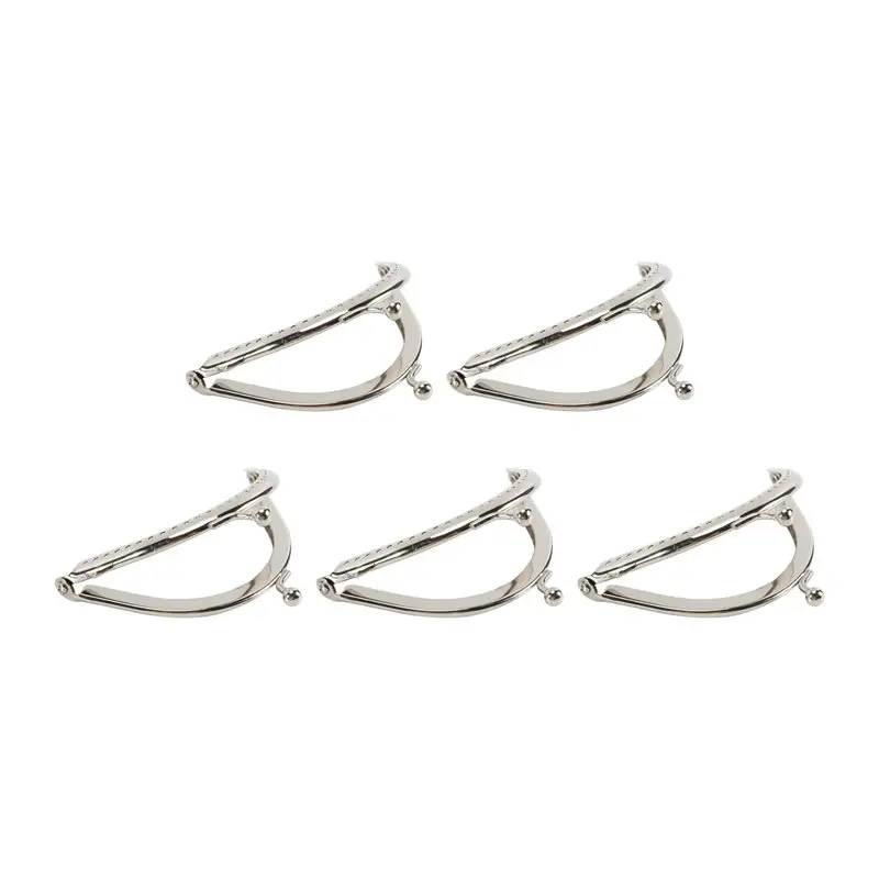 5 Metal Frames Snap Clasp Arch Pattern Coin Style Purse Silver-New