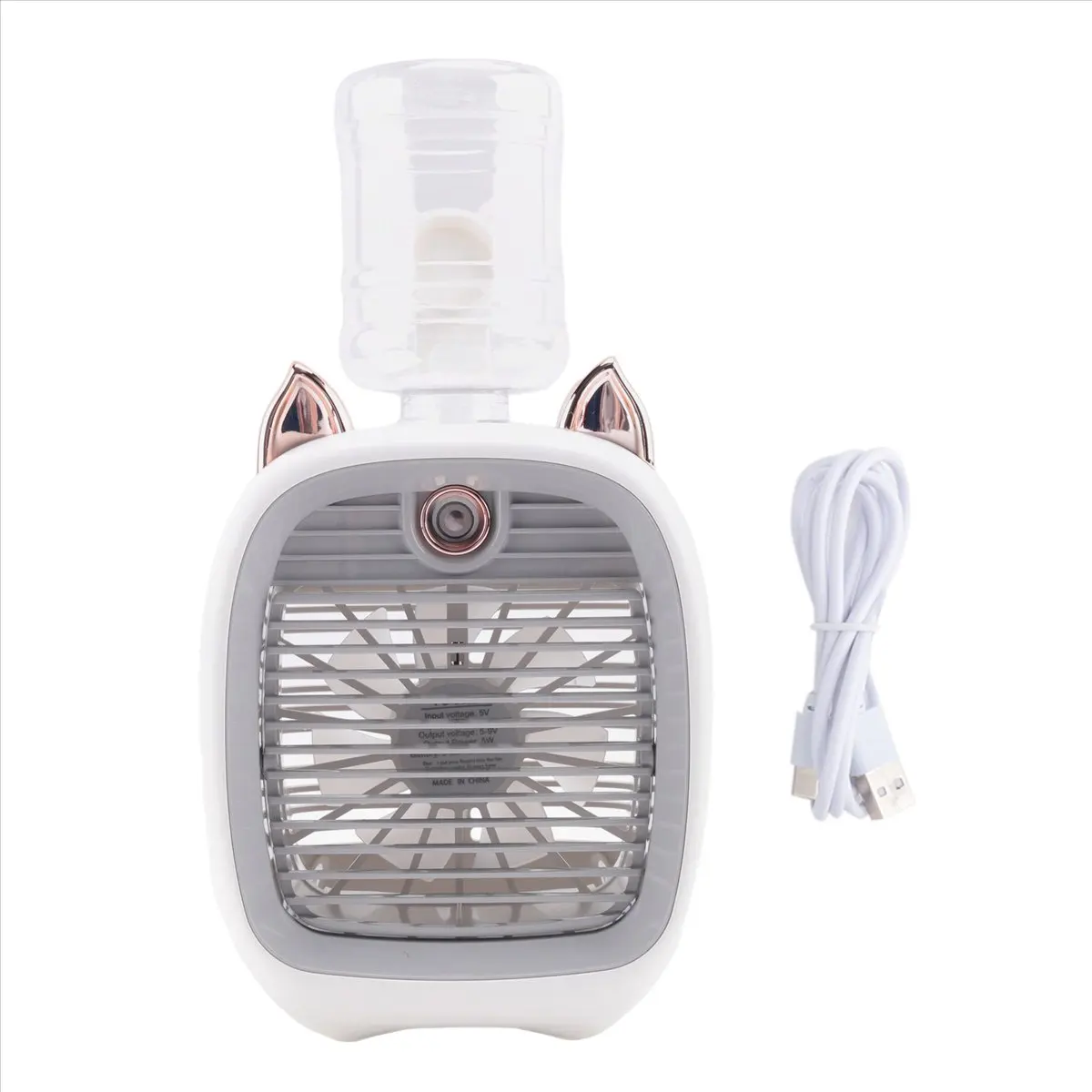 [T80C]Water Air Conditioning Fan, Mini Fan, USB Fan, Desktop Turbo Humidification Cooler Gray & White
