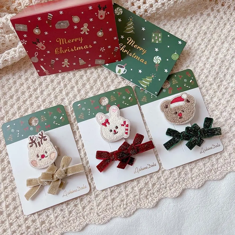 クリスマスツリー 雪だるま トナカイ ヘアアクセサリー クリスマス前髪クリップ 子供用クリスマスヘアピン バレッタ リボンヘアクリップ