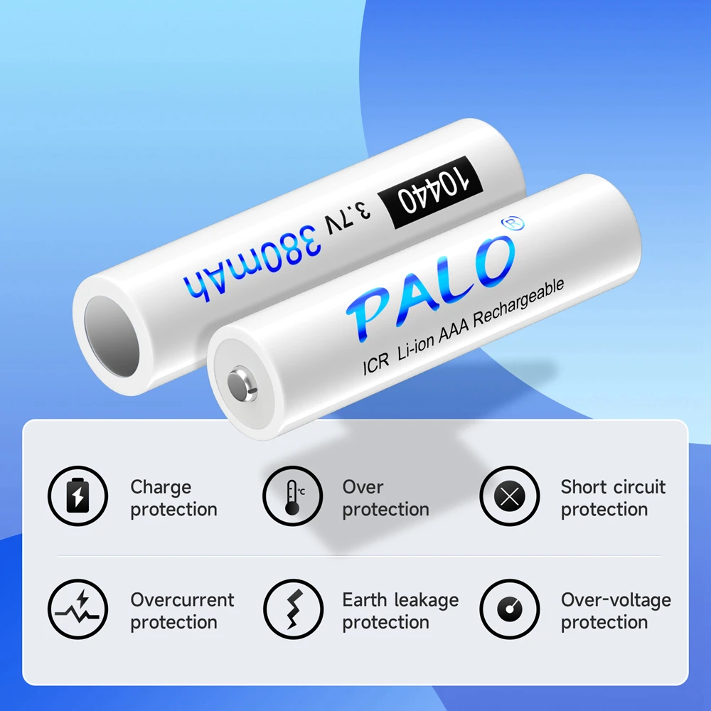 PALO 10440 AAA Lithium Batteries 3.7V ICR10440 10440 3A Rechargeable Li Ion Battery for Toy Flashlight Calculator Clock Camera