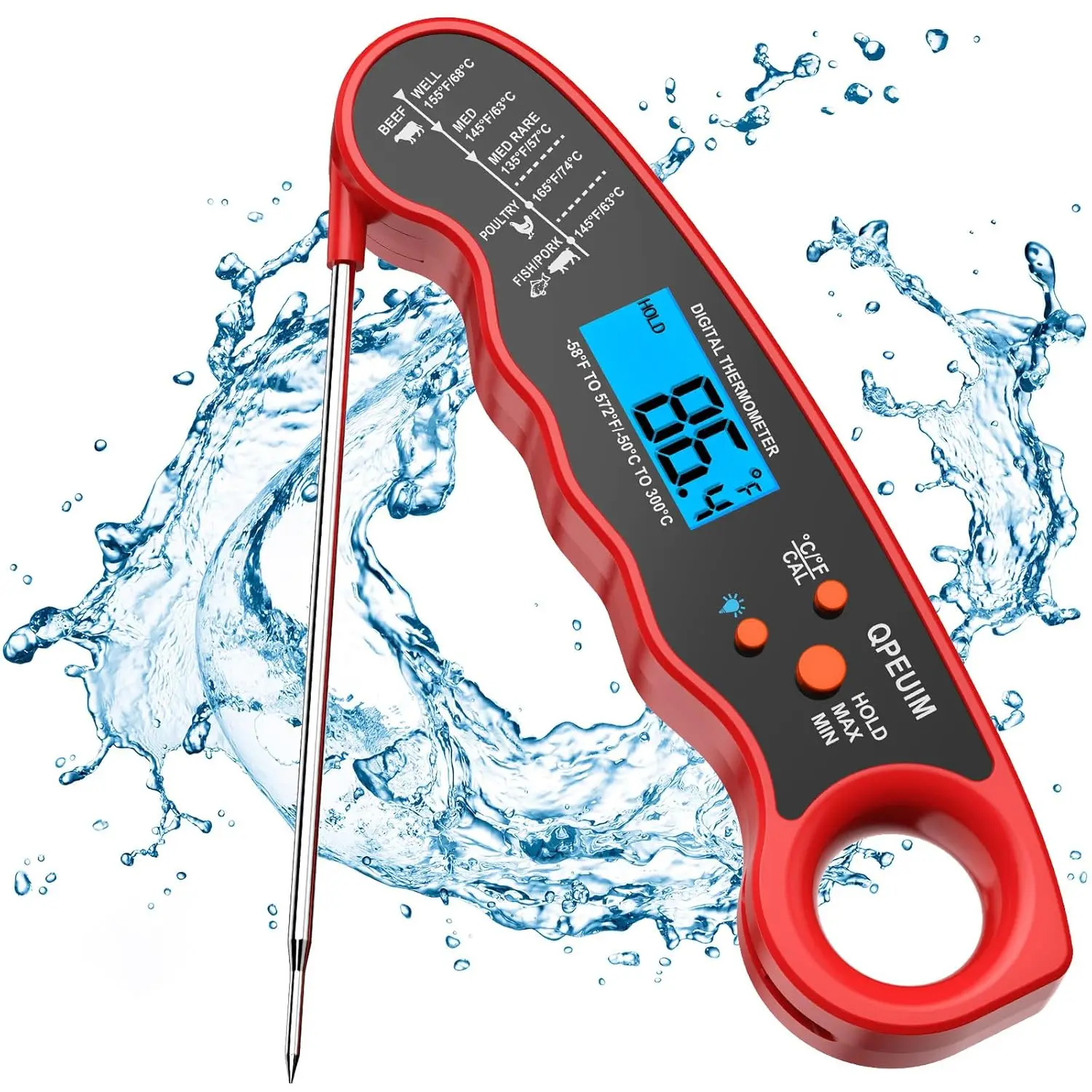 

Meat Thermometer Digital Read Thermometer Waterproof Food Thermometer with Backlight & Calibration for Grill and Cooking Turkey