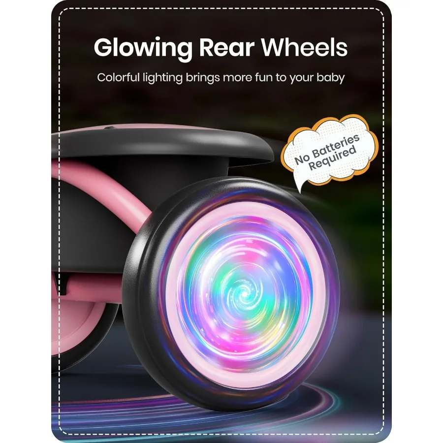 دراجة ثلاثية العجلات للأطفال بإضاءة ملونة للأعمار من 18 شهرًا إلى 5 سنوات، دراجة للأطفال الصغار مع جرس، دراجة ثلاثية العجلات للأطفال، هدية للأطفال من سن 2 إلى 5 سنوات، #2