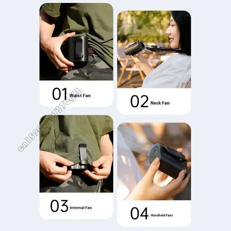 مروحة حزام بلاستيكية 4xfb 4000mAh معجزة مروحة مروحة محمولة على الخصر مروحة مروحة مروحة صغيرة