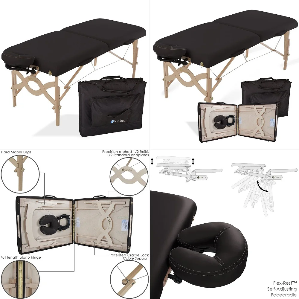 Tragbares Massagetisch-Paket AVALON Reiki Endplate, Premium FlexRest Gesichtsauflage und Strata-Kissen, Tragetasche 30x73