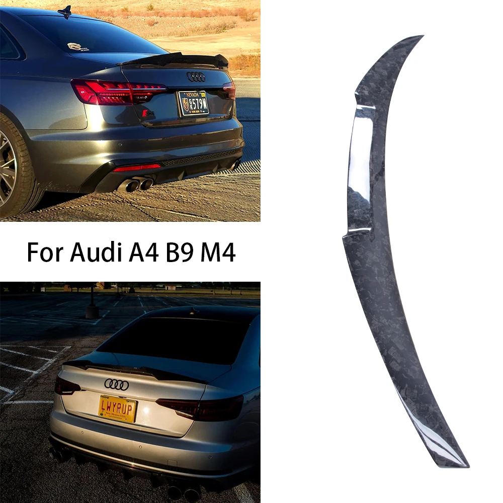 

For AUDI A4 S4 B9 B9.5 Sedan M4 Style Forged Carbon Fiber Rear Spoiler Trunk Wing 2016-2023