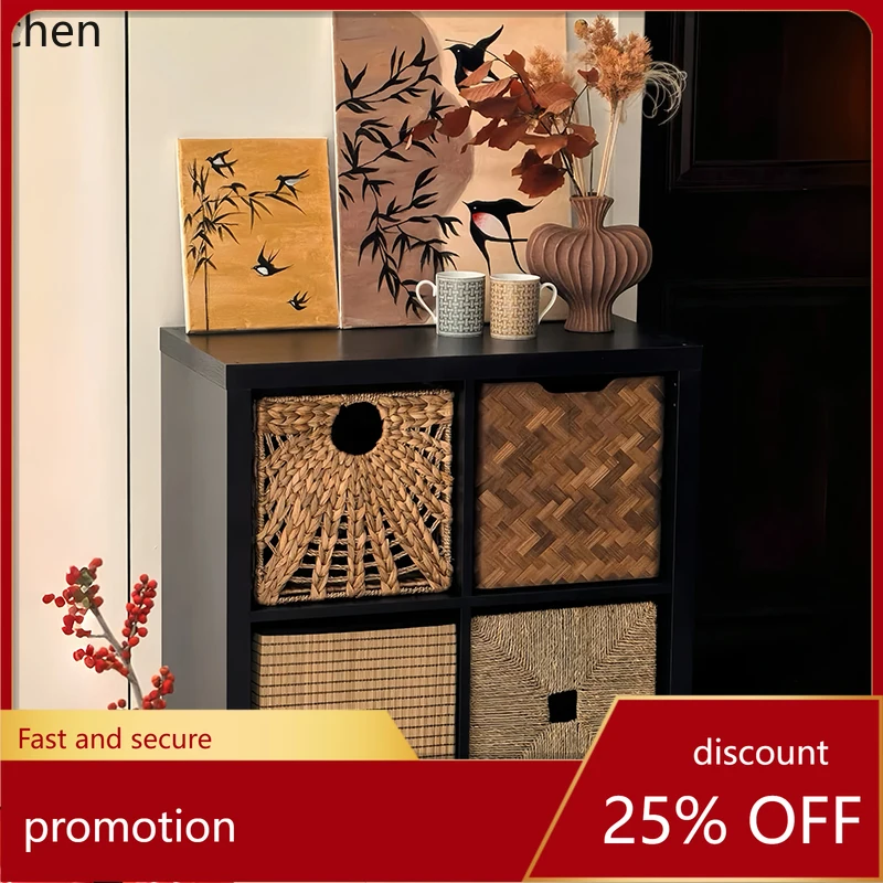 

HT medieval solid wood bookcase four-grid cabinet Kalek grid living room storage storage storage display cabinet