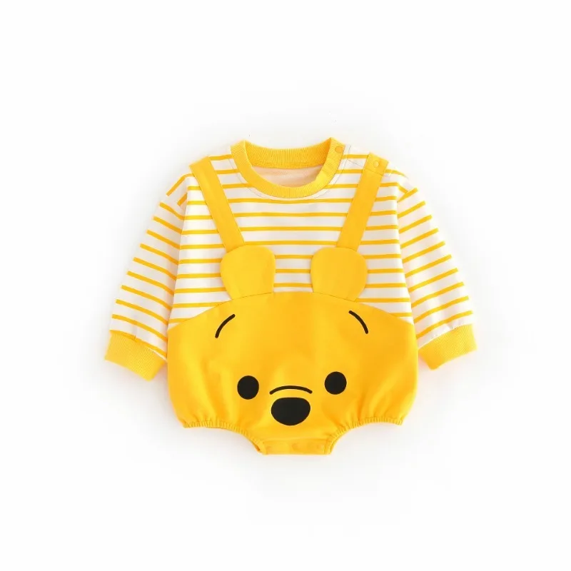 Winnie Pooh Cute Baby Long Sleeve Bodysuit Toddler Costume Cotton Cartoon Disney Infantil Jumpsuit Fashion K699